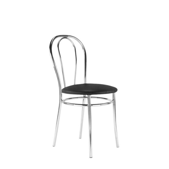 СТУЛ TULIPAN CHROME V-4 МЕТАЛЛ/ЭКОКОЖА ЧЕРНЫЙ