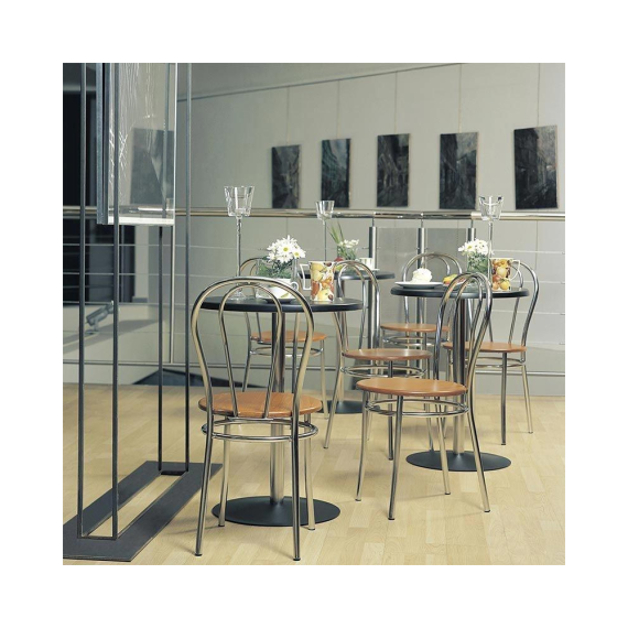 СТУЛ TULIPAN CHROME V-4 МЕТАЛЛ/ЭКОКОЖА ЧЕРНЫЙ