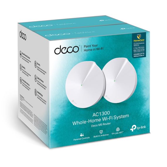MESH WI-FI SYSTEM TP-LINK DECO M5 (2-PACK) / AC1300 DUAL BAND /  2 LAN/WAN GIGABIT PORT