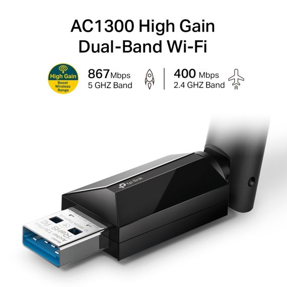 USB 3.0 / WI-FI 5 ADAPTER / TP-LINK ARCHER T3U PLUS/  DUAL BAND AC1300