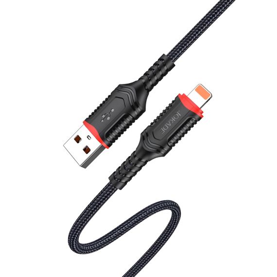 JOKADE CABLE USB-A TO LIGHTNING 3A, 20W, 1M JA019, BLACK