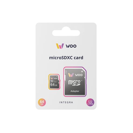 WOO MICROSD CARD UHS-I (U1) (C10) + SD ADAPTER, INTEGRA, 64 GB