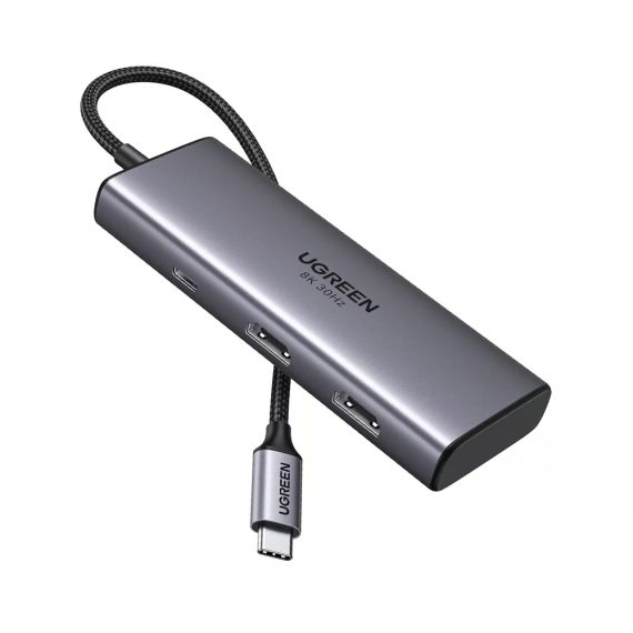 UGREEN HUB 6IN1 USB-C TO 2*HDMI(8K@30HZ)+2*USB-A3.0+USB-C3.0+PD(100W) | CM498, SPACE GRAY