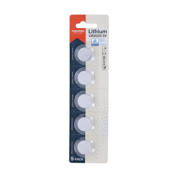 GRUNDIG BATTERY BUTTONCELL CR2032 LITHIUM 5PCS BLISTER