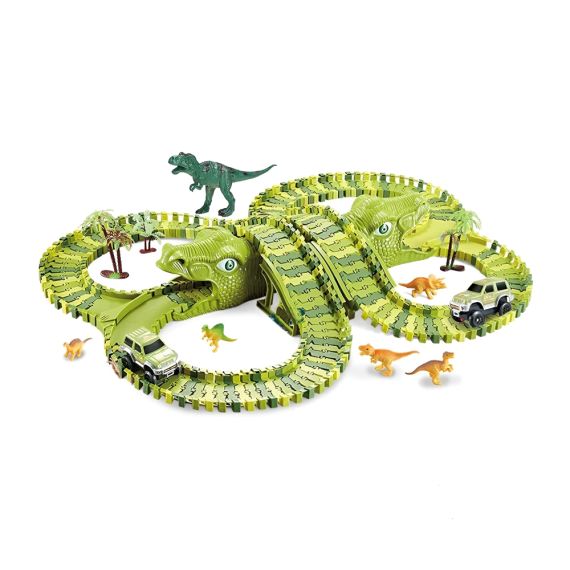 DINOSAUR FLEXIBLE TRACK TOY SET WITH ELECTRIC CAR (XC256A)