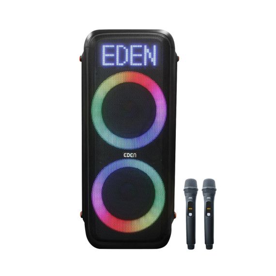 EDEN PARTY SPEAKER ED-851 120W WITH 2 MIC 2.4GHZ, WATERPFOOF (IPX4), BLACK