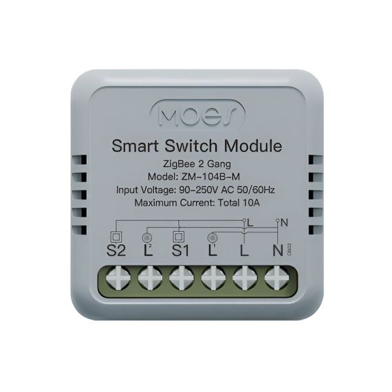 MOES ZIGBEE MINI SMART SWITCH MODULE 2 GANG 10A (NEUTRAL WIRE)