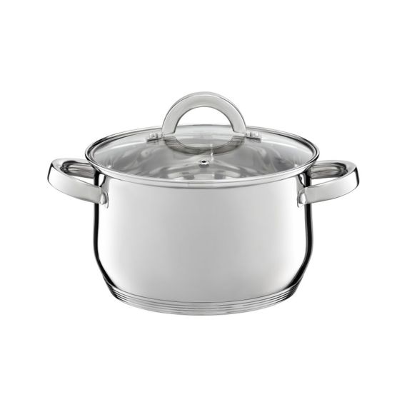 AMBITION, POT WITH GLASS LID, BERRY, 20 CM, 3.5 L STAINLESS STEEL, TEMPERED GLASS