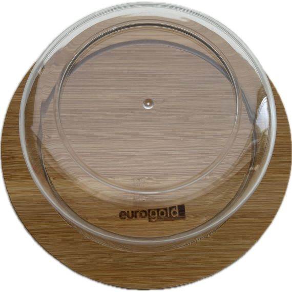 PLATOU DIN BAMBUS CU CAPAC DIN PLASTIC, 15.5 X 15.5 X 5.1 CM, EUROGOLD
