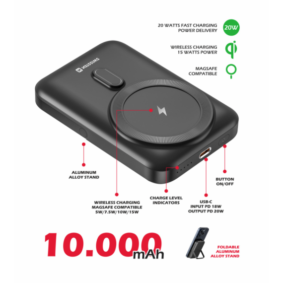 10000MAH POWERBANK - SWISSTEN WIRELESS PD 20W MAGSAFE COMPATIBLE