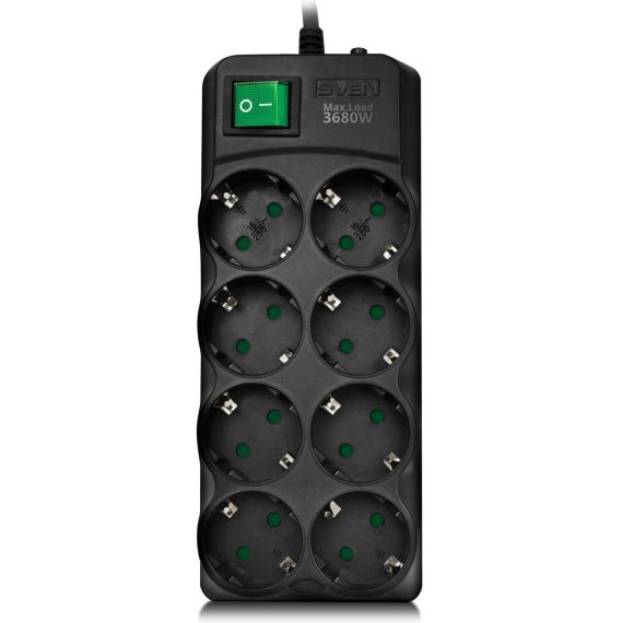 SURGE PROTECTOR 8 SOCKETS, 3.0M, SVEN SF-08E-16, BLACK