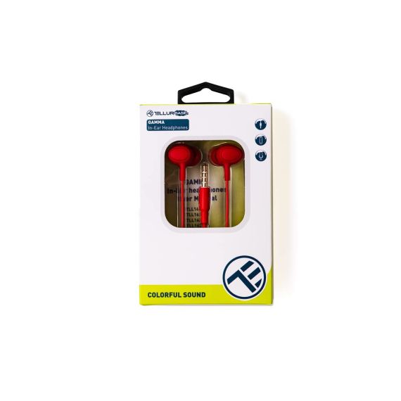 CASTI IN-EAR CU FIR TELLUR BASIC GAMMA, MICROFON,  ROSU