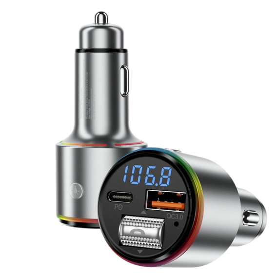 CAR CHARGER PROOVE FM LAUNCHER POWER DRIVE 30W (PD+QC3.0) TYPE-C+USB SILVER