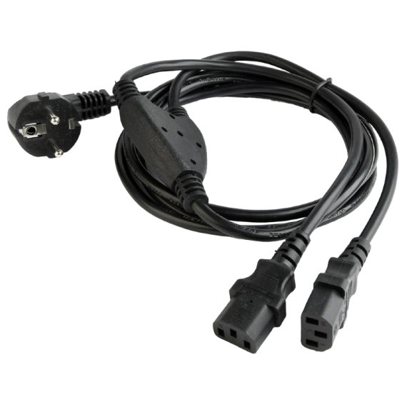 POWER CORD PC-220V   2M EURO PLUG, Y-CORD 1.55M+Y NECK 0.45M+0.45M,...