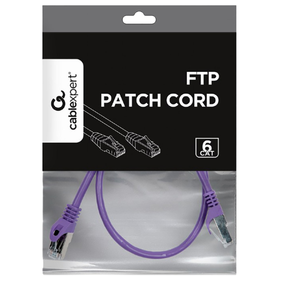 PATCH CORD CAT.6/FTP,    0.5M, PURPLE, PP6-0.5M/V, CABLEXPERT