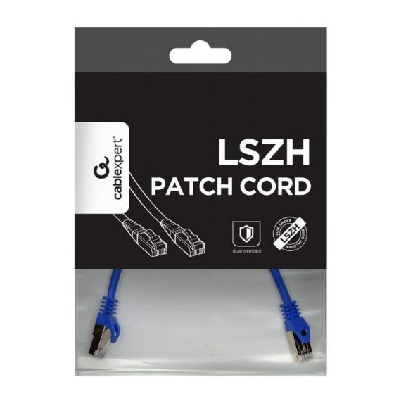 CAT.6A SFTP   0.25M, BLUE, COPPER, PP6A-LSZHCU-B-0.25M, CABLEXPERT, LOW...