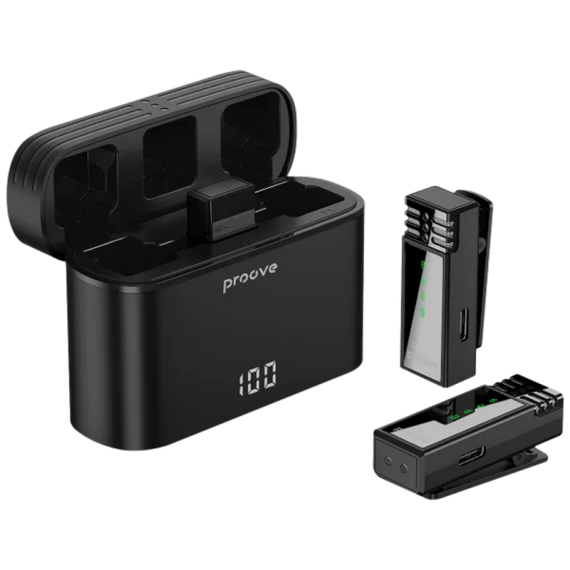 MICROPHONE WIRELESS PROOVE RECORD LIGHTNING (2 MIC),BLACK