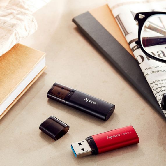 128GB  USB3.1 FLASH DRIVE  APACER "AH25B",  BLACK, MATTE METAL, CLASSIC CAP...