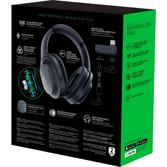 GAMING WIRELESS HEADSET RAZER BARRACUDA PRO, 50MM DRIVERS, 20-20KHZ, 32 OHM,...
