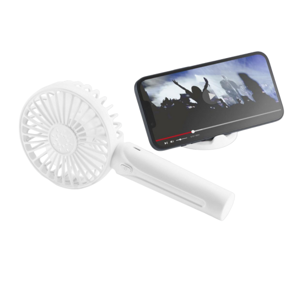 CELLULAR HANDHELD + DESKTOP FAN BREEZY, WHITE