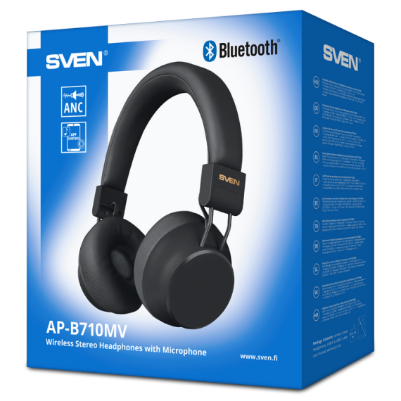 BLUETOOTH HEADSET SVEN AP-B710MV WITH MIC, BLUETOOTH, ANC, APP, 3 MICS,...