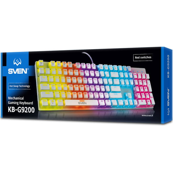 GAMING KEYBOARD SVEN KB-G9200, MECHANICAL, RED SW, FN KEYS, WIN LOCK,...
