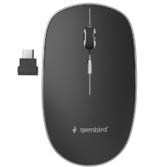 WIRELESS MOUSE GEMBIRD MUSW-4B-01, TYPE-C RECEIVER, OPTICAL, 800-1600 DPI, 4...