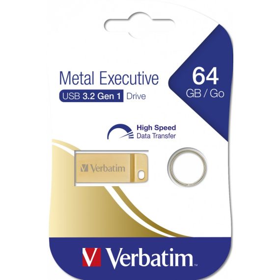 USB FLASH DRIVE VERBATIM METAL EXECUTIVE 64GB, GOLD