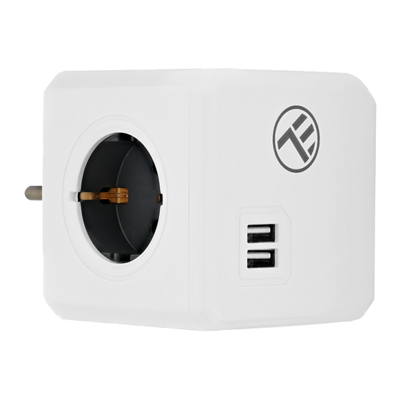 ADAPTOR PRIZA POWERCUBE, 4 X OUTLETS, 2 X USB PORTS, TELLUR WHITE  TLL151101