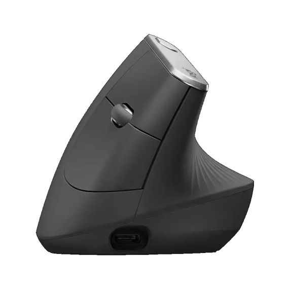 LOGITECH WIRELESS MOUSE MX VERTICAL ADVANCED ERGONOMIC GRAPHITE,  2.4, GHZ AND BLUETOOTH, 4 CUSTOMIZABLE BUTTONS, PRECISION WHEEL, RECHARGEABLE LI-PO