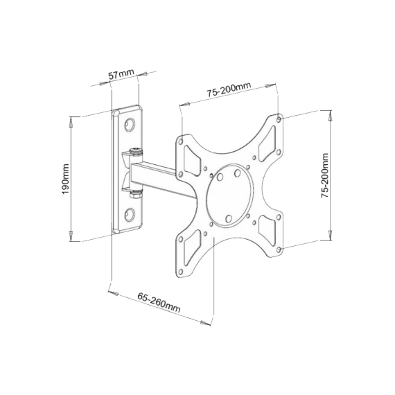 SBOX LCD-2901 SUPORT TV PERETE 19''-43'',VESA 200X200,GREUTATE SUPORTATA 25KG,ROTIRE 180°+180°,INCLINATIE ± 12°