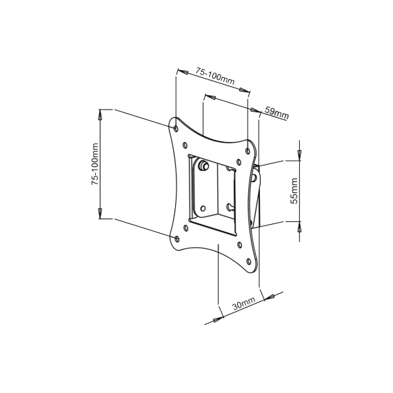 SBOX LCD-100 SUPORT TV PERETE 13''-30'',VESA 100X100,GREUTATE SUPORTATA 15KG,INCLINATIE -12°