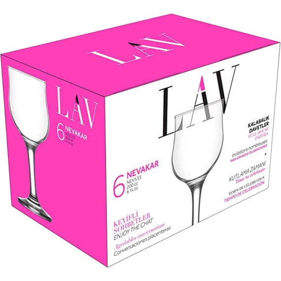 SET PAHARE STICLA VIN ALB 200ML 6PC (LV-NEV533F) LAV