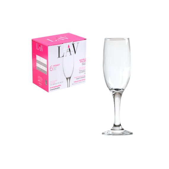 SET PAHARE STICLA PENTRU SAMPANIE 190 ML  6PC LV-MIS535F LAV