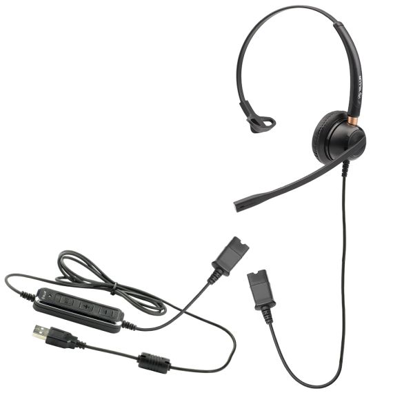 CALL CENTER HEADSET WIRED TELLUR VOICE 510N, QD, MONOAURAL, USB, BLACK, TLL411003