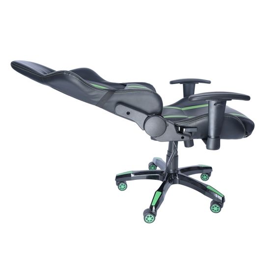 GAMING CHAIR SPACER  SPCH-TRINITY-GRN  BLACK-GREEN, SYNTHETIC PU,120 KG MAX., ADJUSTABLE BACK ANGLE 90°- 135°, ARMRESTS AJUSTABLE, PILLOW-2