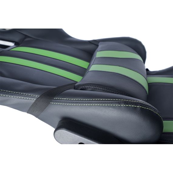 GAMING CHAIR SPACER  SPCH-TRINITY-GRN  BLACK-GREEN, SYNTHETIC PU,120 KG MAX., ADJUSTABLE BACK ANGLE 90°- 135°, ARMRESTS AJUSTABLE, PILLOW-2