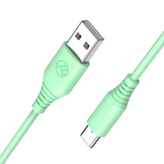 CABLE SILICONE TELLUR USB TO TYPE-C, 3A, 1M, GREEN