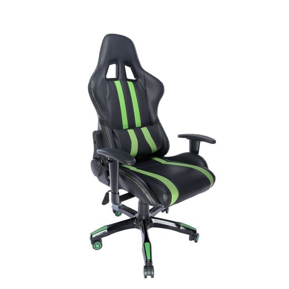 GAMING CHAIR SPACER  SPCH-TRINITY-GRN  BLACK-GREEN, SYNTHETIC PU,120 KG MAX., ADJUSTABLE BACK ANGLE 90°- 135°, ARMRESTS AJUSTABLE, PILLOW-2