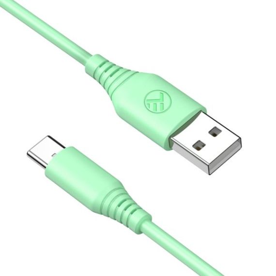 CABLE SILICONE TELLUR USB TO TYPE-C, 3A, 1M, GREEN