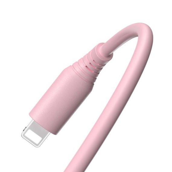CABLE SILICONE TELLUR USB TO LIGHTNING, 3A, 1M, PINK