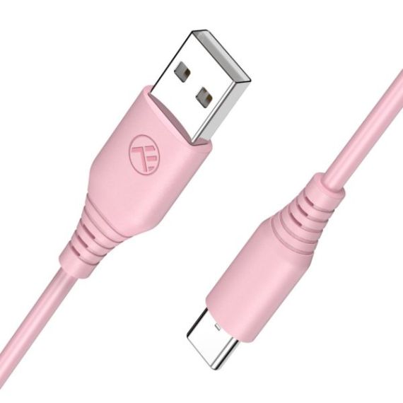 CABLE SILICONE TELLUR USB TO TYPE-C, 3A, 1M, PINK