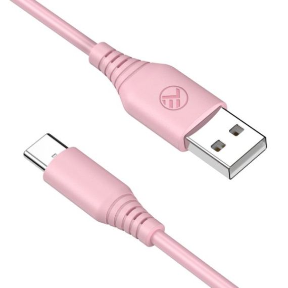 CABLE SILICONE TELLUR USB TO TYPE-C, 3A, 1M, PINK