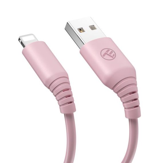 CABLE SILICONE TELLUR USB TO LIGHTNING, 3A, 1M, PINK