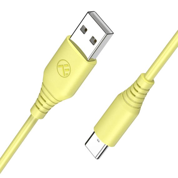 CABLE SILICONE TELLUR USB TO TYPE-C, 3A, 1M, YELLOW
