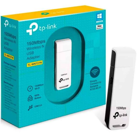 TP-LINK TL-WN727N 150MBPS WIRELESS N USB ADAPTER, MEDIATEK, 1T1R, 2.4GHZ, 802.11B/G/N