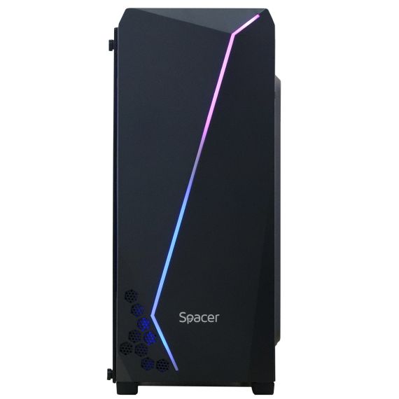 CASE SPACER - GAMING, MIDDLE TOWER, ATX, "FLASH", FARA SURSA, STICLASECURIZATA, USB 2.0 X 2, USB 3.0 X 1, PSU SHROUD, BLACK "SPCS-GC-FLASH"