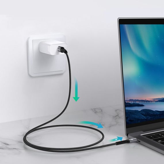 CABLU TELLUR TYPE-C TO TYPE-C,3A, PD60W, 2M, NAILON, NEGRU TLL155421