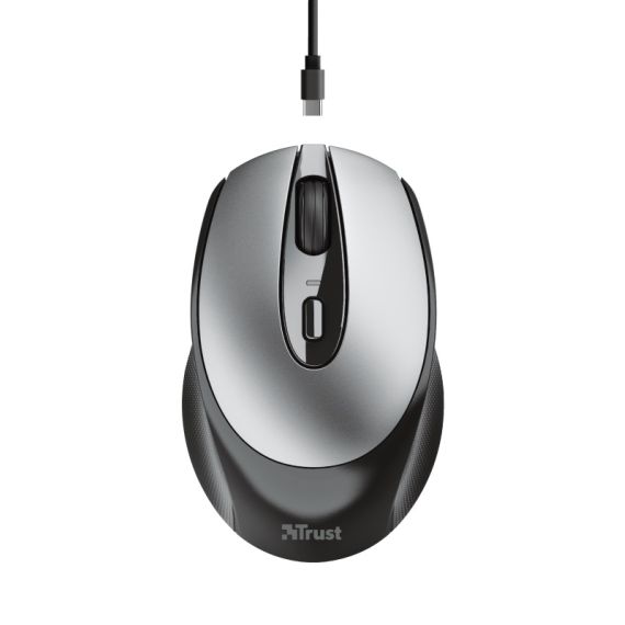 TRUST ZAYA WIRELESS RECHARGEABLE OPTICAL MOUSE, 2.4GHZ, NANO RECEIVER, 800/1600 DPI, 4 BUTTON, USB, BLACK