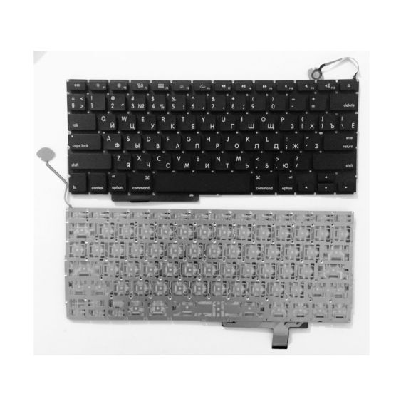 KEYBOARD APPLE MACBOOK PRO 17" A1297 W/O FRAME "ENTER"-SMALL ENG/RU BLACK